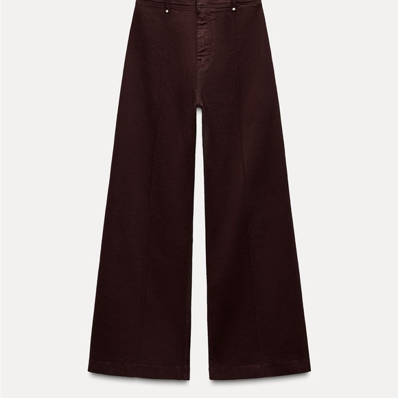 Zara Burgundy Wide Leg Pants - Picture 8 of 12
